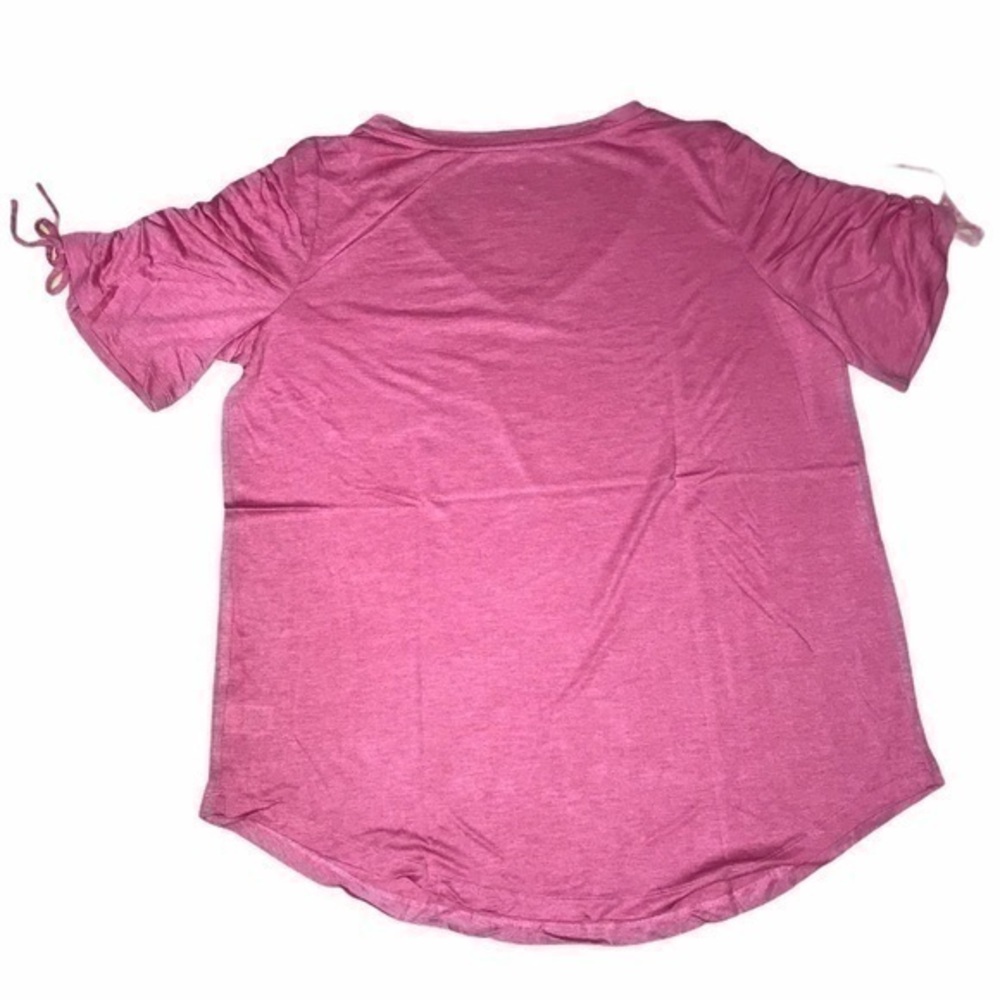 Roaman’s Ruched-Sleeve V- Neck Tunic - Pink - NWOT